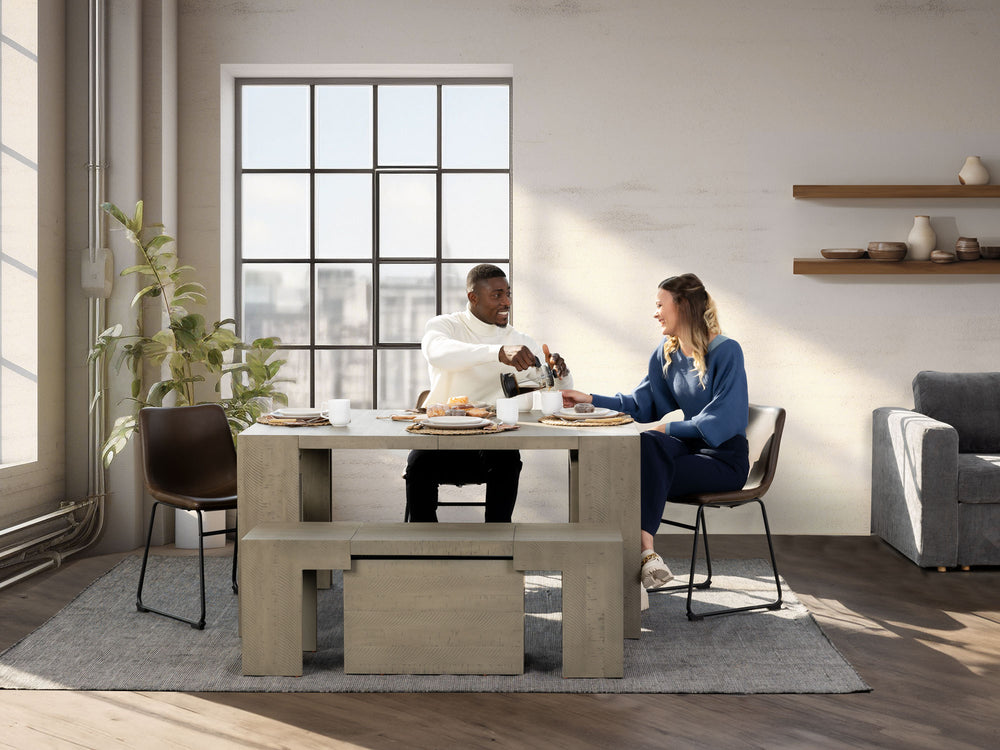 Aged Elm::Gallery::Aged Elm Transformer Table Shown with Removable Panels