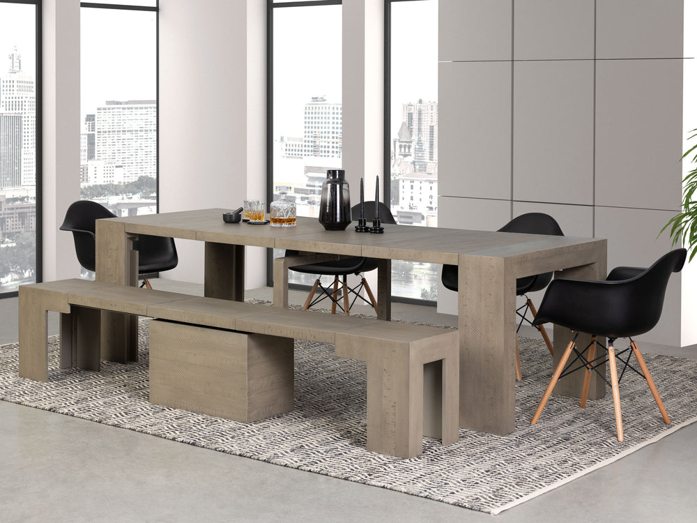 Aged Elm::Gallery::Aged Elm Transformer Table Shown with Removable Panels