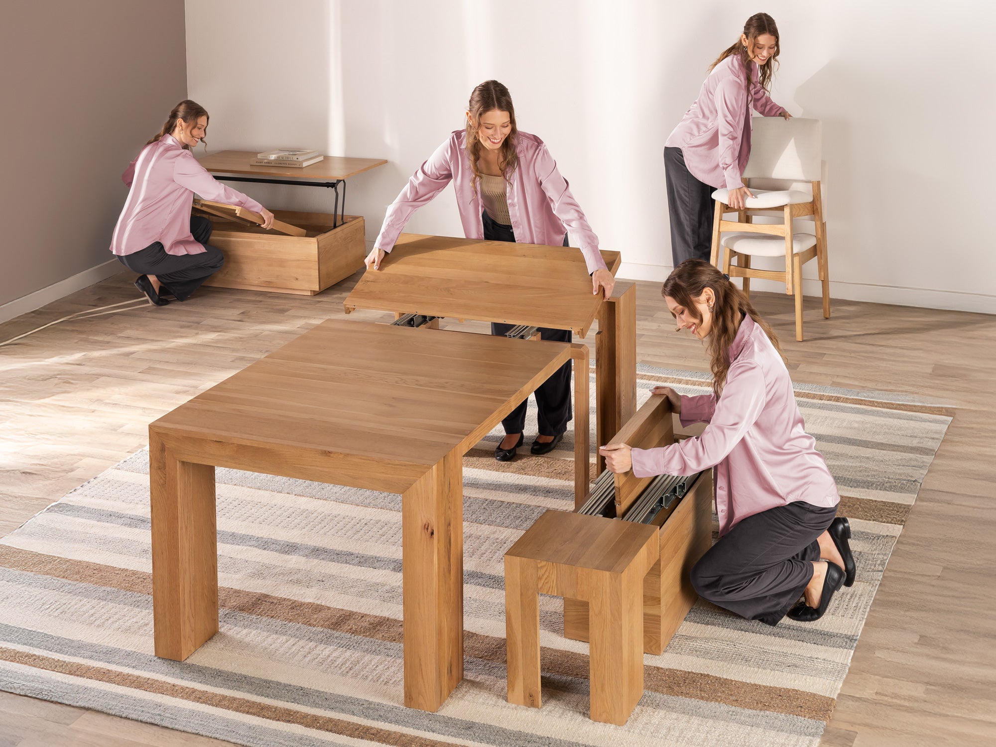 トランスフォームテーブル transform table オプション付き Extendable Dining Table Made with Solid Wood | TT Singapore